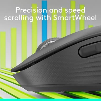 Logitech Signature Plus M750 L Wireless Mouse - for Large Hands, SmartWheel, Bluetooth, Multi Device, 24-Month Battery, Silent Clicks, Customizable Side Buttons, Contoured Shape - Graphite - Image 2