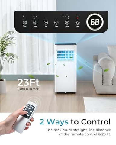 EUHOMY 8,000 BTU Portable Air Conditioners, 4-in-1 Portable AC Unit Up to 350 Sq.Ft, 4 Modes Quiet Air Conditioner with Remote Control, Cool, Fan, Dehumidifier, 24H Timer, Bedroom, Office, Apartments - Image 4