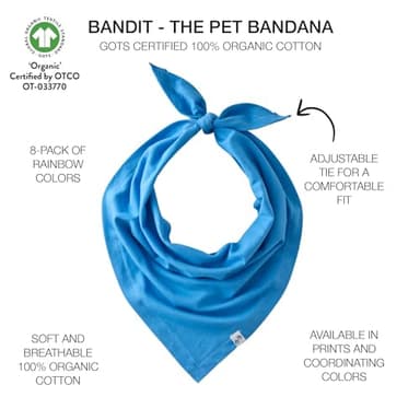 Pet Passion Bandit - The PET Bandana, 8 Pack 100% Organic Cotton Pet Bandanas Clothes for Small, Medium, Large Dogs​​, Rainbow Blues, X-Small/Small - Image 2