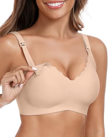 Vertvie Nursing Bras for Breastfeeding Seamless Comfort Maternity Bra Wireless Support Pregnancy Sleep Bralette Natural Shape(Nude,Medium) - Image 1