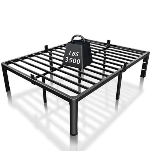 ROIL 14 inch Full Size Bed Frame with Headboard Hole and Round Corner Legs Mattress Retainers 3500LBS Heavy Duty Steel Slats No Box Spring Needed Platform Noise-Free Underneath Storage - Image 1