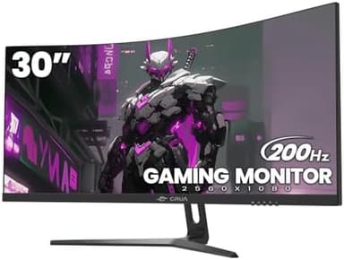 CRUA 30" Curved Gaming Monitor, 165Hz/200Hz Computer Monitor, WFHD(2560 * 1080P) 1500R VA Screen, 120% sRGB PC Monitors Support AMD FreeSync, Wall Mount Install(HDMI, DP)- Black - Image 3