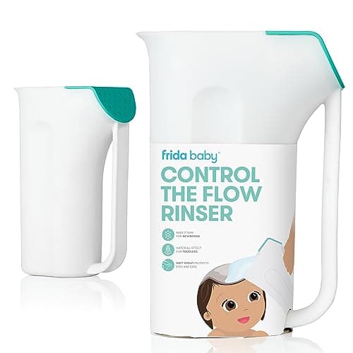 Frida Baby Control The Flow Bath Rinse Cup, Tear Free Rinser to Wash Hair and Body with Easy Grip Handle and Removable Rain Shower, Made in USA - Image 1