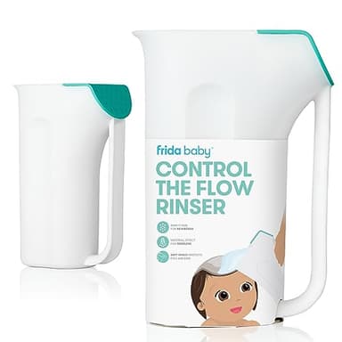 Frida Baby Control The Flow Bath Rinse Cup, Tear Free Rinser to Wash Hair and Body with Easy Grip Handle and Removable Rain Shower, Made in USA - Image 1