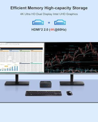 Ninkear N10 Mini PC Intel N100 (Up to 3.6GHz),16GB DDR4 RAM 512GB M.2 SSD, 4k UHD Dual Display HDMI/Type C/VESA, WiFi, BT, Gigabit Ethernet, Mini Desktop Computer for Home & Business - Image 5