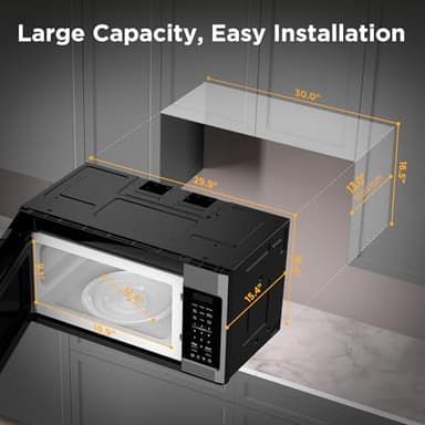 BLACK+DECKER Over the Range Microwave Oven with Vent and One-Touch Auto Cooking, 1.7 cu. ft. OTR Over Stove Microwave, Stainless Steel, 1000 Watts, EM044K6CE-SS - Image 7