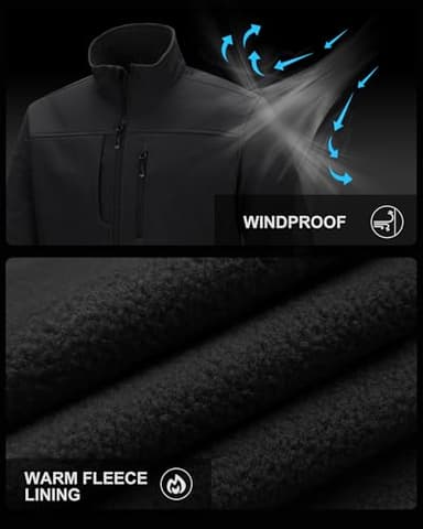 33,000ft Men's Lightweight Softshell Jacket Warm Fleece Lined Windbreaker Waterproof Soft Shell for Outdoor Hiking - Image 6