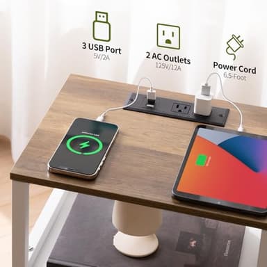 Yoobure Farmhouse Nightstand with Charging Station, Wood Night Stand End with USB Ports, LED Bed Side Table with Storage Cabinet, Bedside Table for Bedroom, Living Room White - Image 5