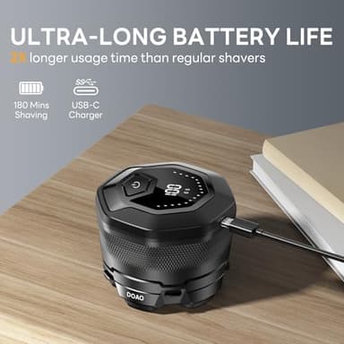 Head Shaver for Bald Men，DOAO Waterproof Wet Dry Bald Head Shavers, 6D LED Display Electric Rechargeable Head Shaving Kit with Type-C Charge - Image 5