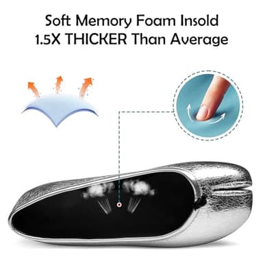 VBDB Tabi Silver Ballet Flats for Women Slip on Shoes Wide Width Split Toe Dress for Women Low Heels Comfortable Flats Shoes Size 8 - Image 3