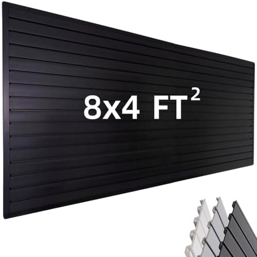 Slat Wall Paneling Garage Wall Organizer, Black Slatwall Panels 4'x8' Garage Tool Organizer Wall Mount Garage Slat Wall Storage Systems, Slat Board PVC Wall Panels Garage Storage Organization Product - Image 1