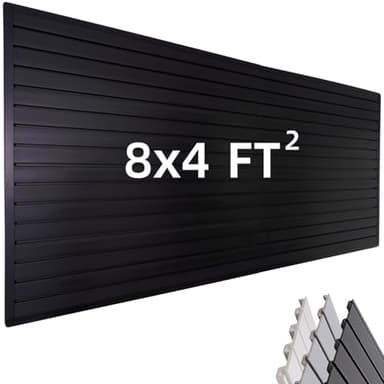 Slat Wall Paneling Garage Wall Organizer, Black Slatwall Panels 4'x8' Garage Tool Organizer Wall Mount Garage Slat Wall Storage Systems, Slat Board PVC Wall Panels Garage Storage Organization Product - Image 1