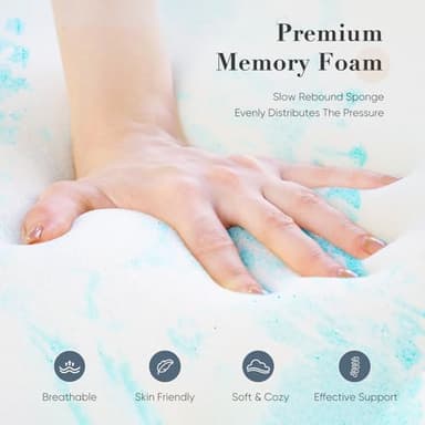 Memory Foam Mattress Topper Queen, 2 Inch Thick Gel Infused Bed Toppers for Queen Size Bed, Soft Mattress Pads for Sleeper Sofa, RV, Camper, CertiPUR-US Certified, Blue - Image 6