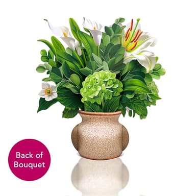 Freshcut Paper Pop Up Cards, Ivory & Sage, 12 Inch Life Sized Forever Flower Bouquet 3D Popup Greeting Card, Birthday Cards, Get Well Gifts, Blank Notecard & Envelope - Image 7