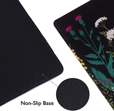 iCasso Desk Mat, Big Desk Pad, XXL Extended Gaming Mouse Pad, Large Mouse Pad for Desk Protector, Rubber Base Mousepad with Stitched Edges, Keyboard Mouse Mat for Work, Game, Office, Home - Weeds - Image 4
