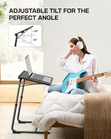LORYERGO Multifunctional TV Tray Table - [2 Packs] Adjustable TV Dinner Tray Tables with 6 Height & 3 Tilt Angle, Folding TV Trays with Cup Holder for Bed & Sofa, for Eating & Reading - Image 5
