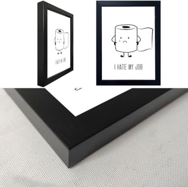 Black and White Bathroom Decor Wall Art, Funny Bathroom Wall Art, Black Framed Toilet Paper Art, Toiletpaper Roll Bathtoom Sign, Humorous Toilet Canvas Print Artwork, Minimalist Toilet WC Artwork - Image 3