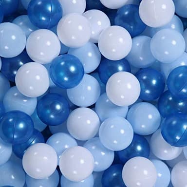 GOGOSO Ball Pit Balls for Toddler, Baby Plastic Playballs Kids Soft Pastel Pelotas Non-Toxic BPA-Free Pearl Blue+Light Blue+White 100 Balls - Image 1