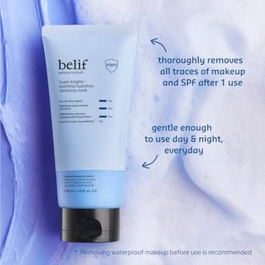 belif Super Knights - Soothing Hydration Cleansing Mask, 3-in-1 Facial Mask & Cleanser with Hyaluronic Acid, Squalane, Madecassoside | For Dry and Sensitive Skin | Korean Skincare (5.0 fl. oz) - Image 5