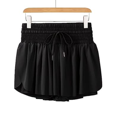 Flowy Womens Athletic Shorts High Waisted Gym Yoga Workout Running Butterfly Tennis Sports Active Wear Skorts Skirts with Pockets Spandex Sweat Pants Cute Lounge Trendy Clothes Casual Summer Black M - Image 7