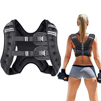 Prodigen Weighted Vest for Women and Men 20 Lbs with Reflective Stripe and Double Adjustable Buckle Straps Weight Vests for Strength Training, Jogging, Cardio, Weight Loss, Muscle Building, Black - Image 1