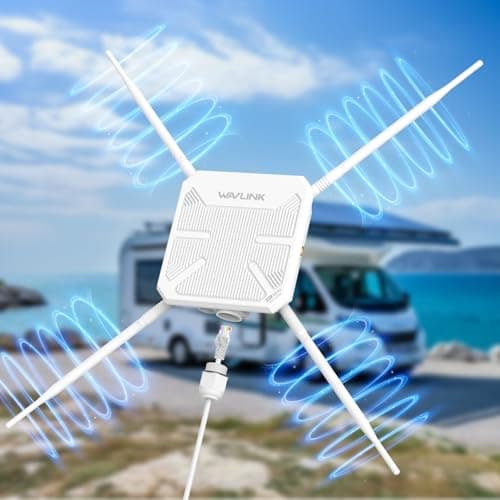 WAVLINK AC1200 Outdoor WiFi Extender Wireless Access Point, 2025 Long Range Dual-Band Wi-Fi Extender, 4x7dBi Omni Antennas,PoE, Gigabit Port, Supports AP/Repeater/Mesh Modes for Courtyard, Fish Finder - Image 1