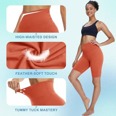 TNNZEET Biker Shorts Women - 8"/5"/3" High Waisted Tummy Control Workout Gym Spandex Booty Yoga Volleyball Shorts - Image 3