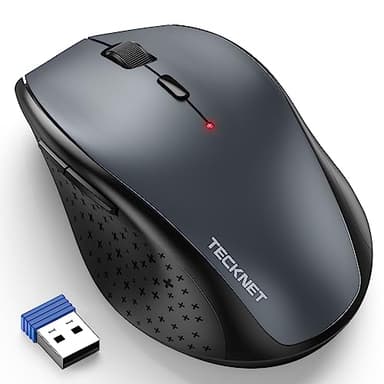 TECKNET Wireless Mouse, 2.4G USB Computer Mouse with 6-Level Adjustable 4800 DPI, Silent Quiet Click,30 Months Battery, Ergonomic Grips, 6 Buttons Portable for PC, Chromebook, Mac - Grey - Image 1