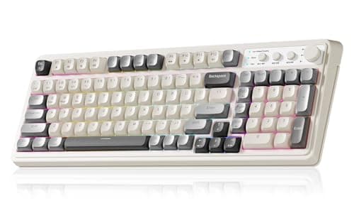 AULA 99 Wireless Keyboard, Custom Computer Keyboard, Tri-Mode Bluetooth 5.0/2.4GHz/USB-C Cute Creamy Gaming Keyboards with Number Pad, RGB Backlit Media Knob Programmable Keybaord for PC Gamer - Grey - Image 1