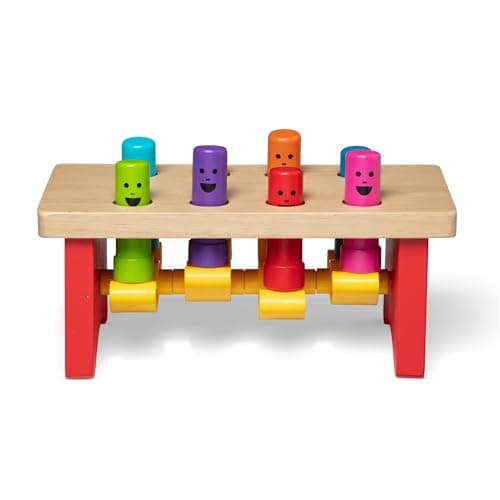 Melissa & Doug Deluxe Pounding Bench Wooden Preschool Learning Toy with Mallet - Image 1