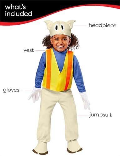 Rubies Bugs Bunny Builders: Porky Pig Costume for Toddlers, Unisex 2T - Image 2