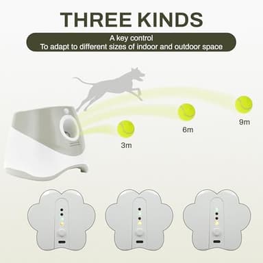 Elevon Dog Ball Thrower Launcher, Indoor/Outdoor Automatic Ball Launcher for Small and Medium-Sized Dogs, Includes 6 Mini Tennis Balls and a Data Line, Grey - Image 3