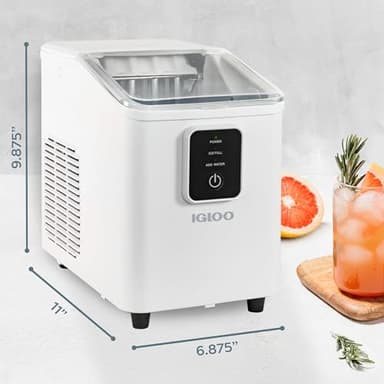 Igloo Self-Cleaning Countertop Ice Maker - Compact and Portable - Creates 26 lbs. Per Day, 8 Pieces Ready Every 7-8 Minutes - Includes Ice Scoop and Basket - White - Image 9