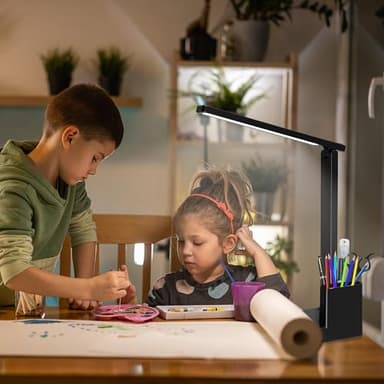 Desk Lamp,Desk Lamps for Home Office,COZOO LED Desk Lamp with 2 USB Charging Ports,2 Pen Holders,1 Outlet,3 Color 3 Brightness Levels,Touch/Memory/Timer,LED Desk Light Small Desk Lamp Kids Study Lamp - Image 8