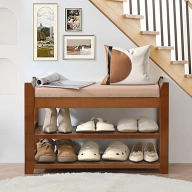 PETKABOO Shoe Rack Bench with Cushion, Shoe Rack for Front Door Entrance, Shoe Bench with Storage for Entryway Hallway Bedroom Living Room - Image 6