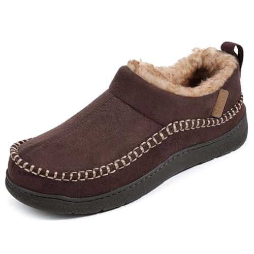 Zigzagger Men's Moccasin Ankle Toasty House Shoes Slippers Indoor Outdoor(Coffee,Size 11) - Image 1