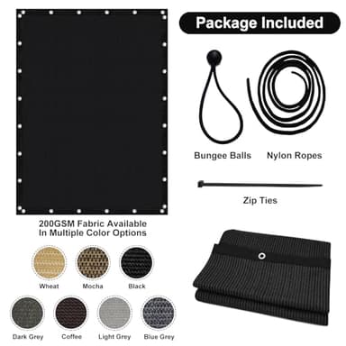 Artpuch Pergola Shade Cover with Grommets 6x8 FT 90% UV Block Outdoor Sun Shade Cloth Privacy Screen for Patio (Customized Available) Black - Image 4