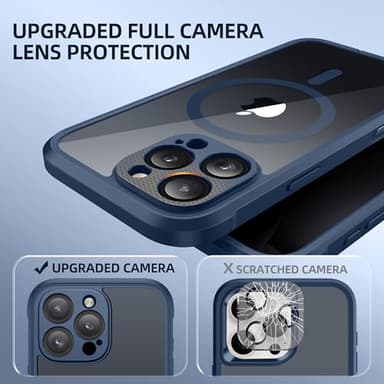 BERFY for iPhone 16 Pro Case, Compatible with MagSafe, Built-in Privacy Screen Protector and Camera Protection, Anti-Spy Full Body Shockproof Clear Phone Case for 16 Pro 6.3", Blue - Image 5