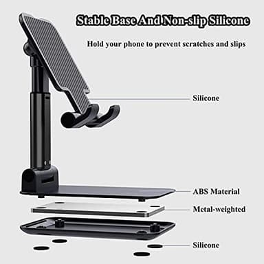 Meetuo 2 Pcs Cell Phone Stand, Adjustable Angle Height Phone Stand for Desk, Fully Foldable/Portable Phone Holder, Compatible for iPhone 16/15/14/13/12/Smartphones - Image 6