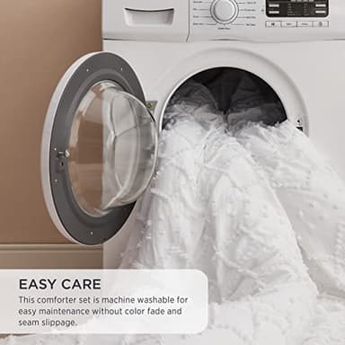 Bedsure Queen Comforter Set - White Comforter, Boho Tufted Shabby Chic Bedding Comforter Set for Kids, 3 Pieces Vintage Farmhouse Bed Set for All Seasons, Fluffy Soft Bedding Set with 2 Pillow Shams - Image 7