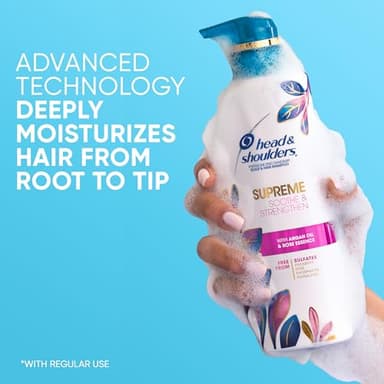 Head & Shoulders Supreme Dandruff Shampoo with Argan Oil, Anti Dandruff Scalp Treatment, Sulfate Free, Soothes Scalp, Deep Moisturization, Controls Itch, Natural Rose Essence, 28.2 Fl Oz - Image 7