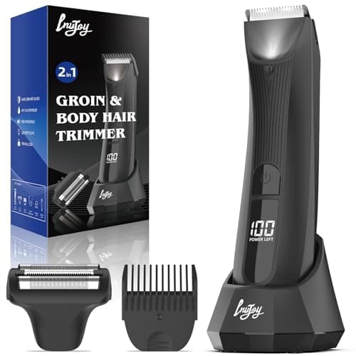 INVJOY Manscape Body Trimmer for Men, Waterproof Electric Razor/Shavers with Dual-Head for Facial, Pubic & Groin Hair Grooming, Ceramic & Foil Blades Hair Trimmer with LED - Birthday Gift for Him Dad - Image 1