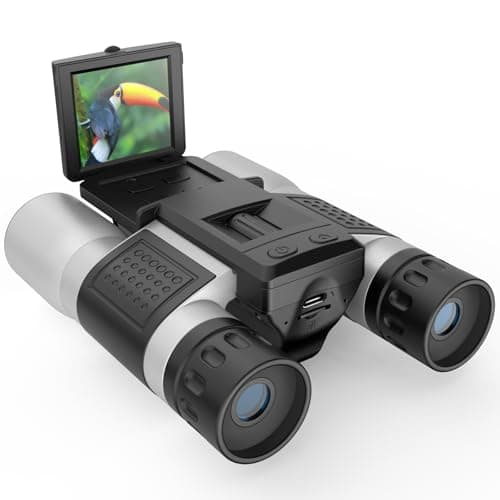ZZSTAR 12x32 Binoculars for Adults, Binoculars with Camera, 2" LTPS Display 5MP 1080P Video Photo Recorder for Bird Watching Travel Hunting, with 32GB Micro SD Card, Silvery - Image 1