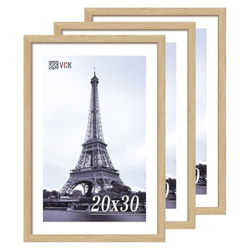 VCK 20x30 Oak Wood Frame for Poster & Picture, Natural Solid Wood Photo Frames 3 Pack, Wall Mounting Hanging - Image 1
