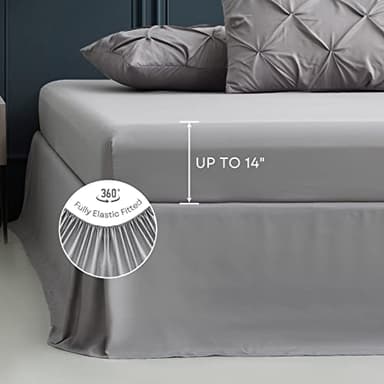 Maple&Stone Queen Comforter Set - 7 Pieces Pintuck Bed in A Bag Queen Pleat Pinch - Comforters Queen Size - Comforter Set with Flat Sheet, Fitted Sheet and Pillowcases & Shams, Grey - Image 6