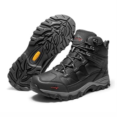NORTIV 8 Men's Waterproof Hiking Boots Outdoor Trekking Lightweight Mountaineering Leather Shoes,Size 8.5,Black,NMUMHB2501 - Image 2