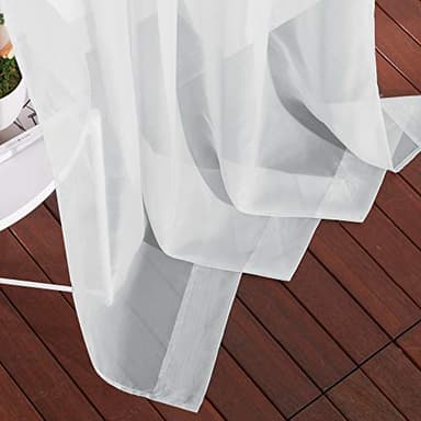 NICETOWN Long Sheer Curtain Panels - Ring Top Modern Window Treatment Voile Drapes for Bedroom/Living Room (Light Gray, One Pair, W54 x L96) - Image 7