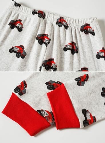 Little bety 4 Pieces Boys Truck Pajamas Toddler Pjs Dinosaur Kids Cotton Sleepwear Sets 24Months Blue&Grey&Red - Image 5