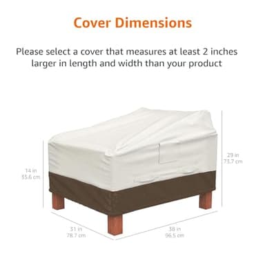 Amazon Basics Patio Chair Lounge Deep Seat, Outdoor Lawn and Patio Furniture Covers, Heavy Duty, Waterproof, Waterproof, Anti-UV, Durable, Set of 2, Beige/Tan - Image 3