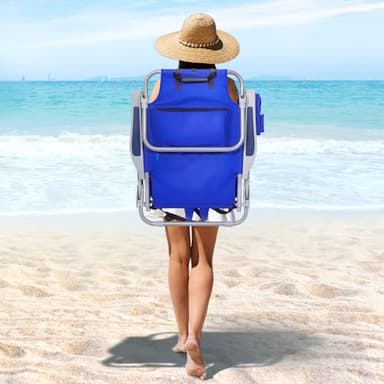 Yestomo Beach Chair with Backpack Straps, Heavy Duty Backpack Beach Chairs for Adults with 4 Positions, Lay Flat Beach Chair with Large Cooler Pouch, Support to 350LBS - Image 6